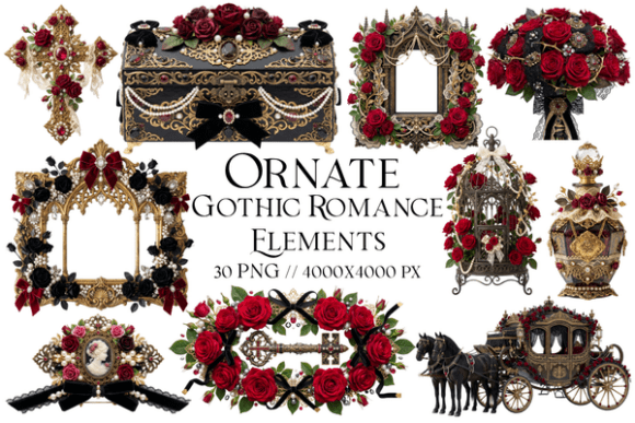Download Ornate Gothic Romance Elements Clipart - Elements Collection