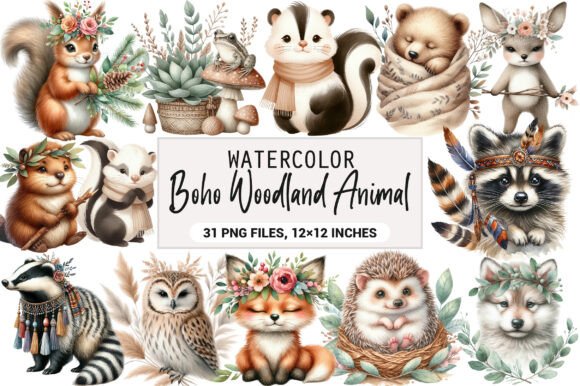 Download Boho Woodland Animal Clipart Bundle - Boho woodland animal Collection