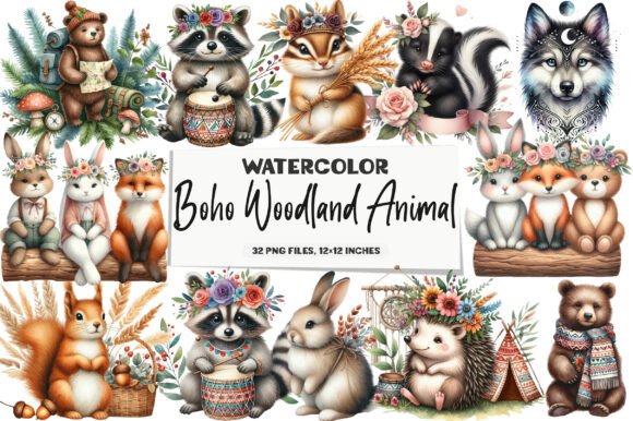 Download Boho Woodland Animal Clipart - Boho woodland animal Collection