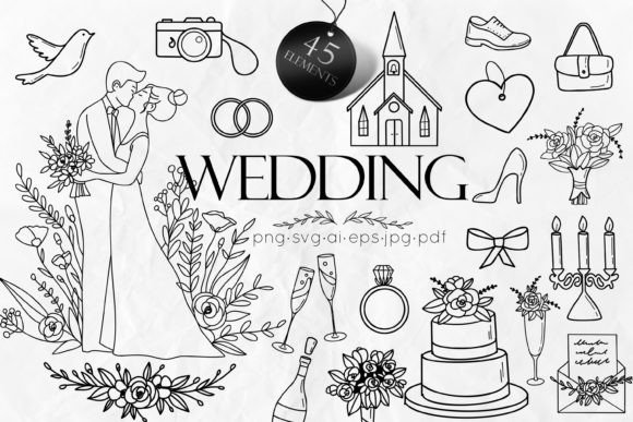 Download Wedding Doodle Illustrations Vector - Premium Resources