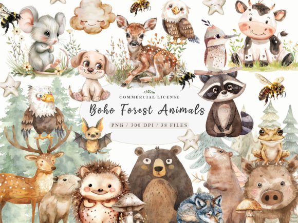 Download Boho Woodland Animal, Baby Animals Png - Boho woodland animal Collection