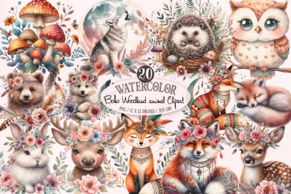 Download Boho Woodland Animal, Baby Animals Png - Boho woodland animal Collection