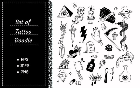 Download Various Tattoo Element Doodle - Doodle Collection