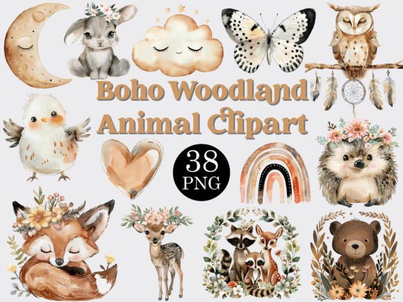 Download Watercolor Boho Woodland Animals Clipart - Boho woodland animal Collection