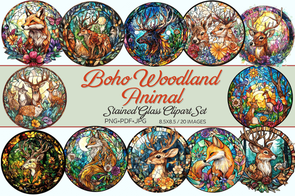 Download Boho Woodland Animal Stained Glass - Boho woodland animal Collection