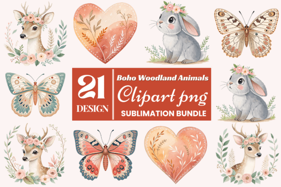 Download Boho Woodland Animals Clipart PNG Bundle - Boho woodland animal Collection